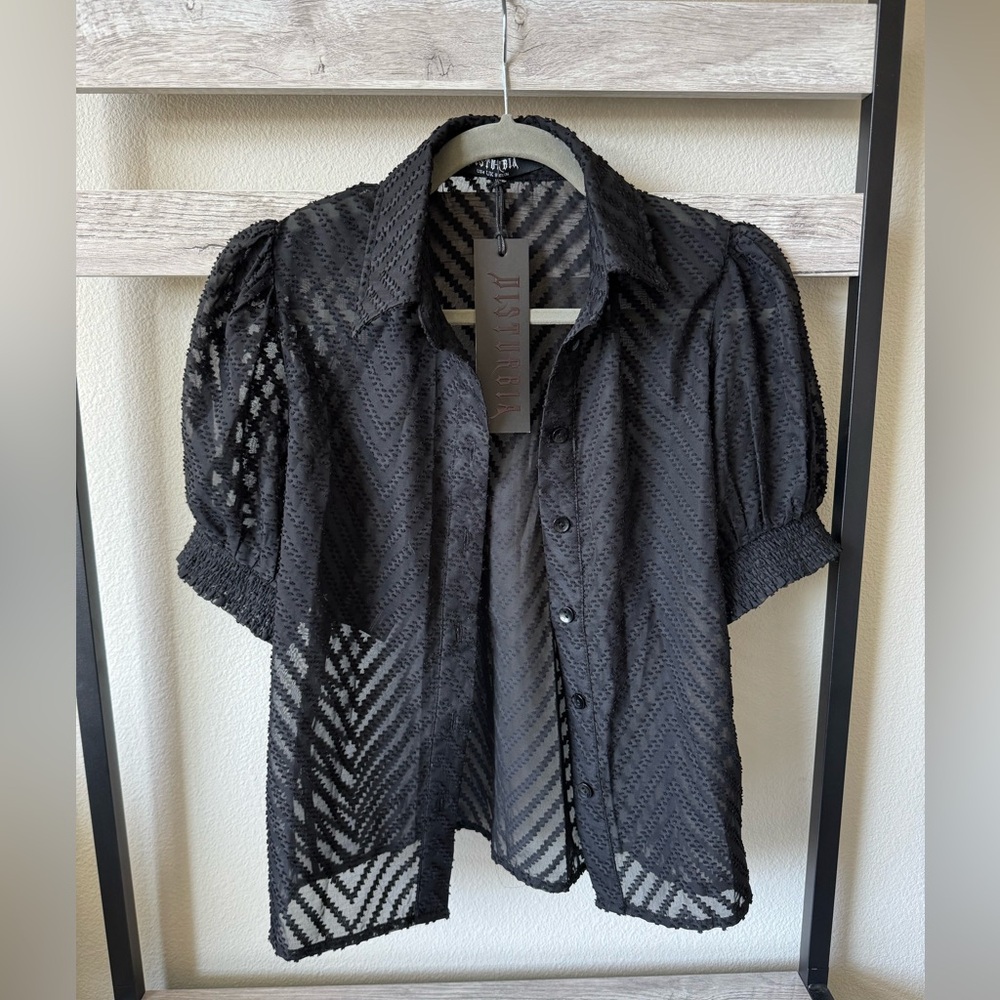 *NWT* Disturbia Chevron Button Up Blouse